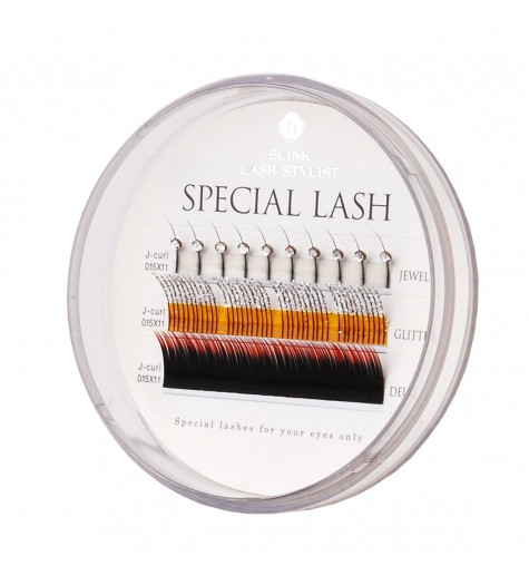 Spezielle Wimpern:Ombre rot, Glitter silber , Swarovskisteine silber.