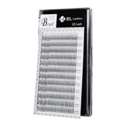 BL Lashes 5D Lash eyelash extensions in B Curl, 0.07 mm thickness and 11 mm length, arranged in a professional lash tray.