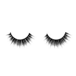 Pair of black false eyelashes with a full 4D volume effect, dense layered fibres, and a curved lash band on a white background.