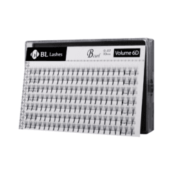BL_Volume_6D_highres_ (1) BL Lashes Volume 6D pre-made eyelash extensions in B curl, 0.07 mm thickness and 10 mm length, arranged in rows inside a clear lash case.