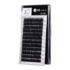 BL Lashes EZ Lash eyelash extensions in J curl, 0.15 mm thickness and 10 mm length, arranged in rows inside a clear lash case.