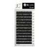 BL Lashes EZ Lash eyelash extensions in J curl, 0.15 mm thickness and 10 mm length, arranged in multiple rows on a lash tray.