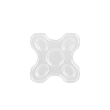 Clear plastic multi-well glue tray with five wells for holding eyelash extension adhesive during professional lash application.