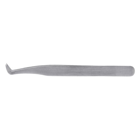 RV 1 정면 Stainless steel volume lash tweezer with a precision angled tip for creating and handling eyelash extension fans.