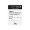 Back of silicone pad packaging for eyelash extensions with usage instructions, cautions, distributor details and product information on a white background.