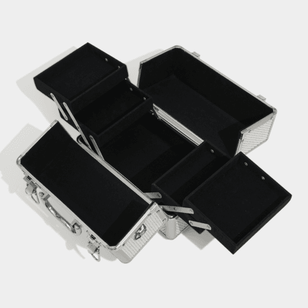 Beauty Case Silver-Glitter – Beauty Koffer mit 4 Fächern (26.7 × 16.5 × 19 cm)