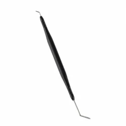 bl-lashes-double-ended-lash-separation-tool Black double-ended BL Lashes precision tool with angled stainless steel tips on a white background.