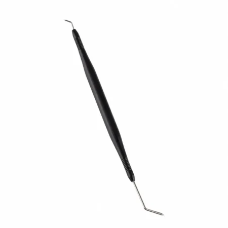 bl-lashes-double-ended-lash-separation-tool Black double-ended BL Lashes precision tool with angled stainless steel tips on a white background.