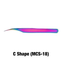 Pincette Vetus Rainbow courbée (forme C) – pincette d'isolation pour extensions de cils