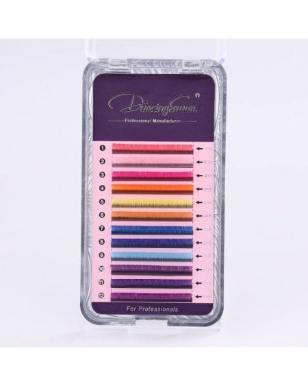 Ciglia colorate arcobaleno curl D, 0.07 mm – 12 file di extension colorate