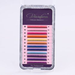 Cils colorés arc-en-ciel courbure LD, 0.07 mm – 12 rangées d'extensions colorées