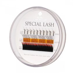 Cils spéciaux Mix – ombré rouge, paillettes argent, Swarovski argent (0.15, 11 mm)