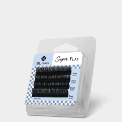 BL Lashes Super Flat Lash 4line eyelash extension tray in black – product photo on grey background