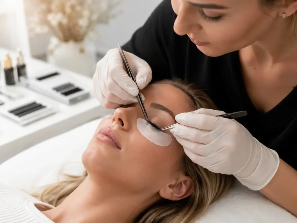 wimpernstylistin-beim-anbringen-von-wimpernverlaengerungen