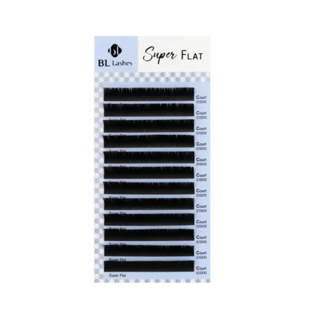 BL Lashes Super Flat Lashes Schwarz, C-Curl, 0.15 mm, 10 mm – 12-reihiges Tray