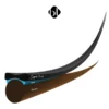 Close-up of two curved precision lash in black and brown.